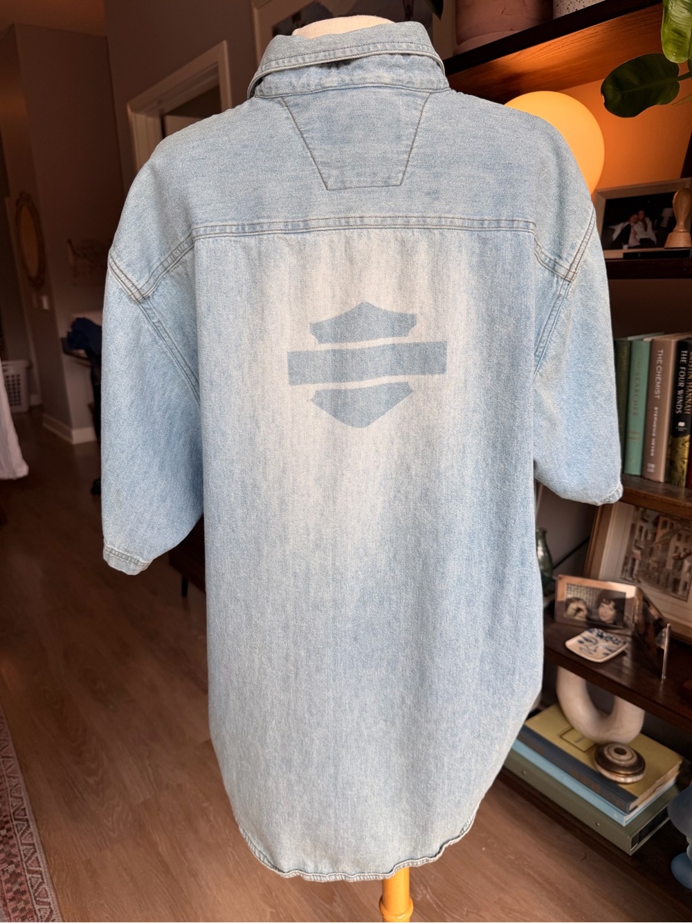 Authentic Vintage Harley-Davidson Light Blue Denim Shirt with Logo